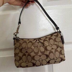 Coach Tan and Brown Signature Shoulder Bag